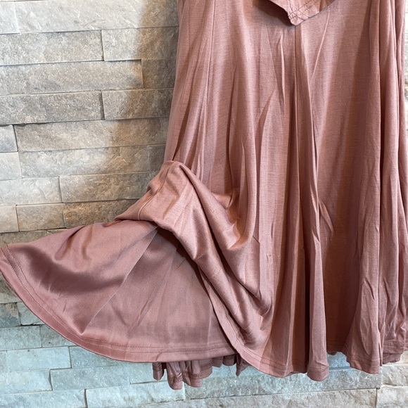 Dusty Rose Layered Ruffle Cami Dress with Spaghetti Straps - Picture 8 of 11